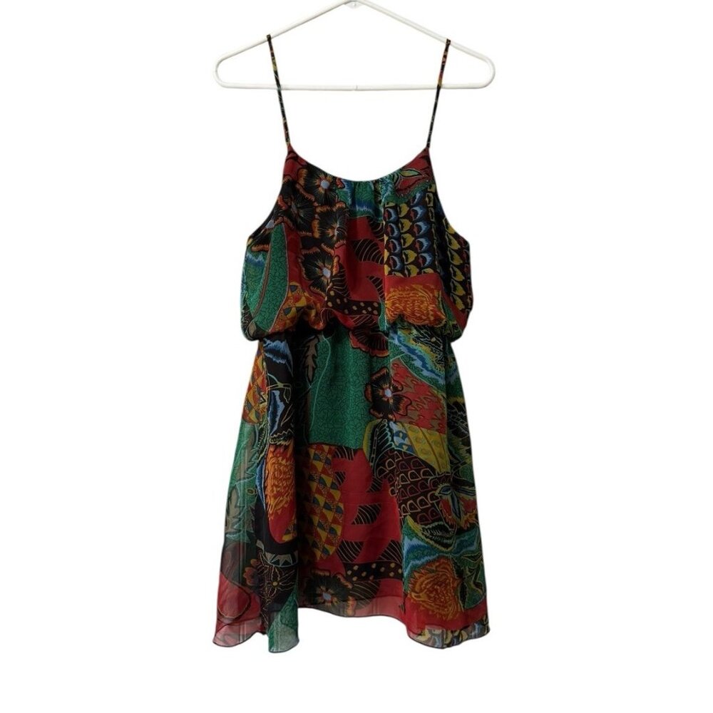 Poetry Tank Top Size Large‎ Colorful Lightweight Flowing Artsy Polyester Lined